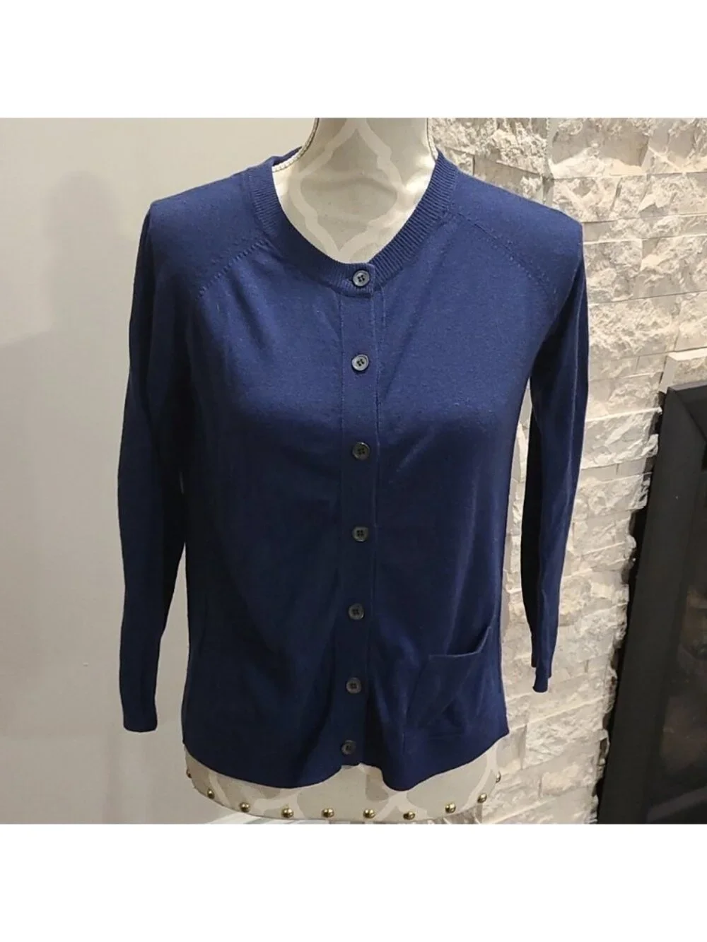 Joie Crew Neck Blue Cardigan soft wool blend
